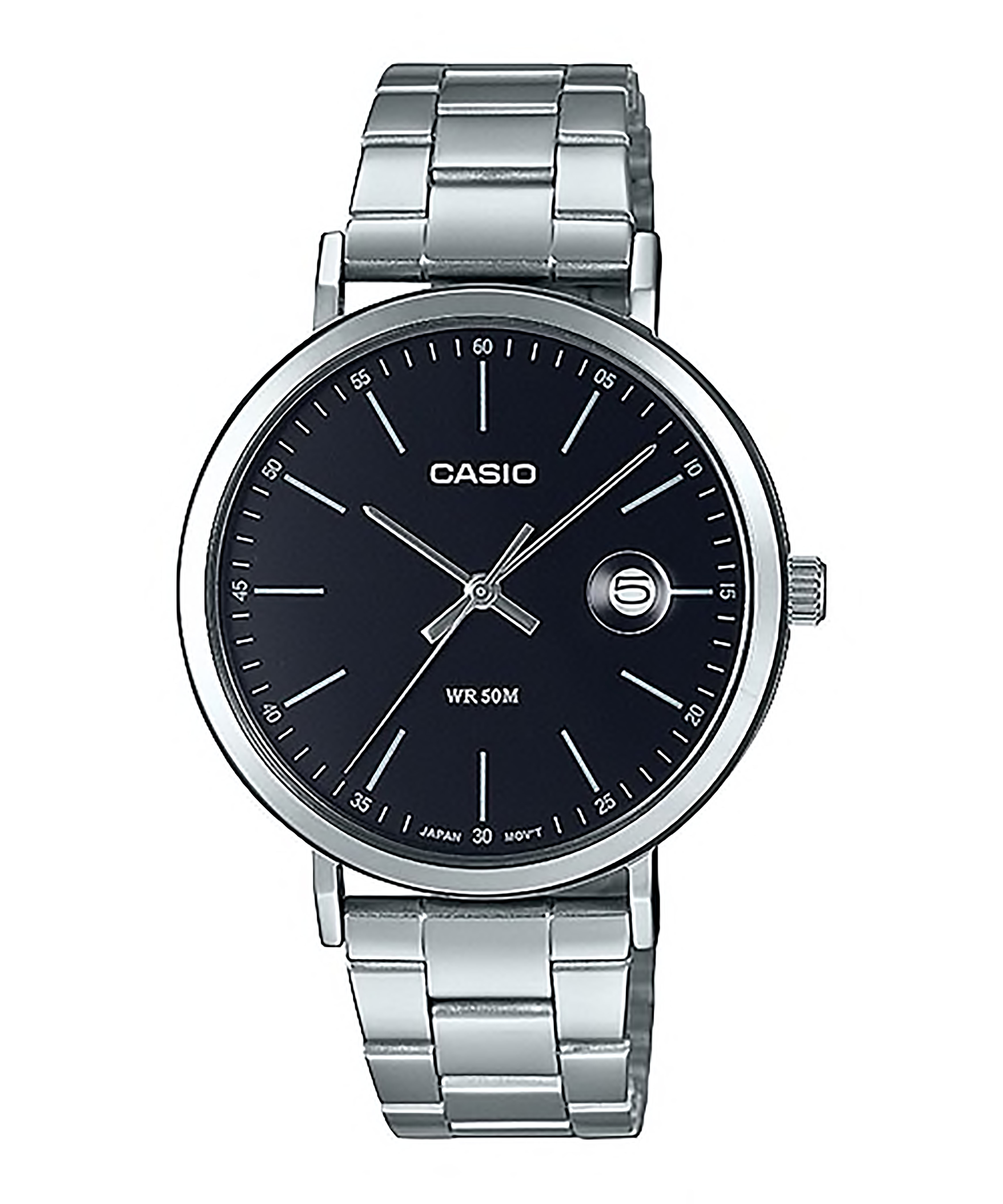 CASIO รุ่น MTP-E175D-1EVDF สายเหล็ก จอสีดำ สินค้า ของเเท้ รับประกันศูนย์ CMG 1 ปี