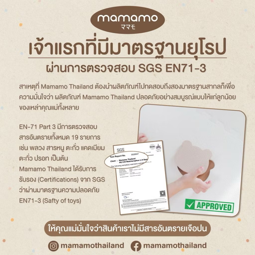 Mamamo แผ่นรองคลาน จิ๊กซอว์ เซต 6 แผ่น เกรดพรีเมียม หนาพิเศษ 1.4 cm. แผ่นใหญ่ มีขอบปิด แถมฟรี! ถุงพกพา