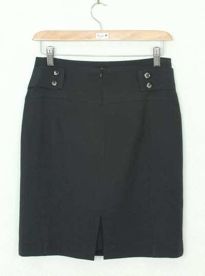 SK-336 กระโปรงแฟชั่น&ทำงาน ทรงสอบ ผ้าไหมอิตาลีสีดำ พร้อมโบว์คาดเอว