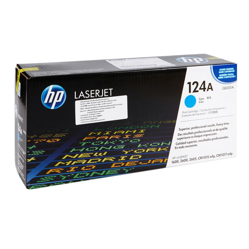 ตลับหมึกแท้ โทนเนอร์ HP 124A Cyan Original LaserJet Toner Cartridge Q6001A
