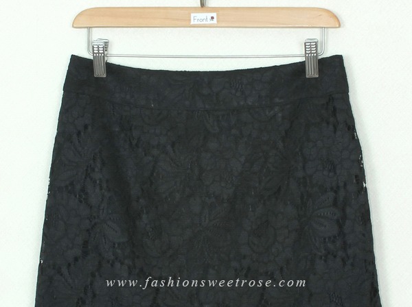 SK-388 กระโปรงแฟชั่น กระโปรงทำงาน ทรงย้วย ผ้าลูกไม้เนื้อนิ่มสีดำ