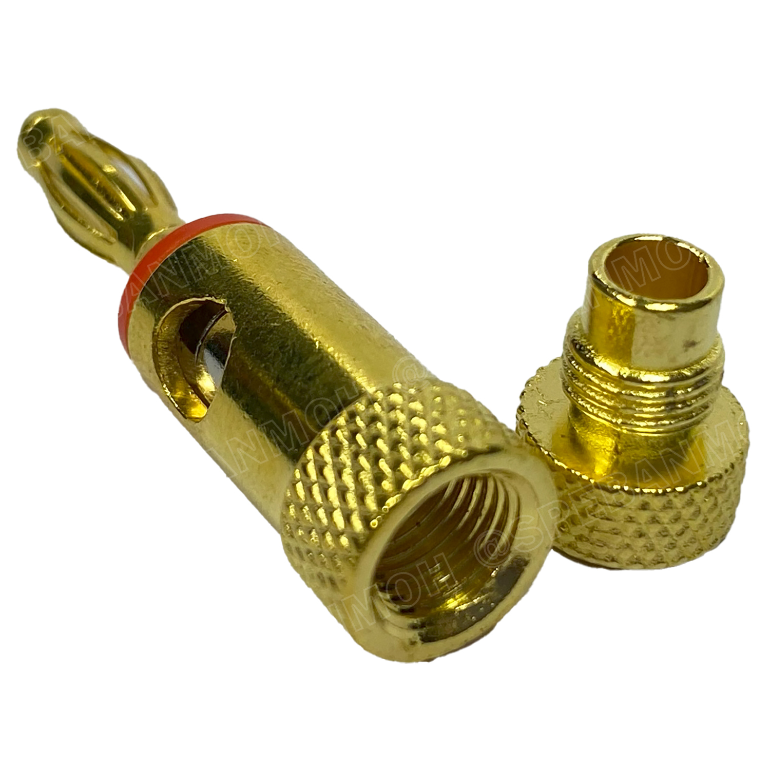 [ 1ชุด/4ตัว ] BNN-014-GL ปลั๊กบานาน่าเครื่องเสียง ตัวผู้ Male ∅4 mm ชุบทอง gold Banana Plug Audio Grade ปลั๊กกล้วย ชุบนิกเกิ้ล พรีเมี่ยม หัวเสียบลำโพง ขั้วต่อสายลำโพง Speaker Connector บานาน่า 4mm gold-plated เครื่องเสียง แจ็คลำโพง แจ็คลำโพง ออดิโอเกรด