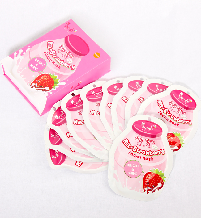 MOODS มาส์คนมเกาหลี สูตรนม+สตรอเบอรี่