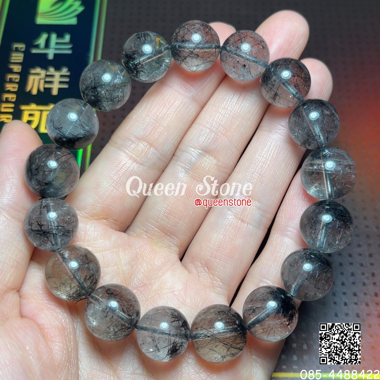 แก้วขนเหล็ก ไหมดำ 12 มิล ควอตซ์ใส หินกันคุณไสย ภูติผีปีศาจ (Premium)