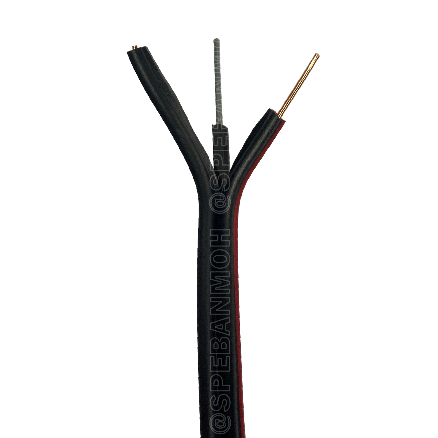 [ 200 เมตร ] HBDW-0-9 สายดรอปวาย 2Cx0.9sq.mm Drop Wire Cable ทองแดงเท้ 0.9mm2 HYBRID สายลำโพง Speaker Cable สายเดินเสียงตามสาย Copper Wire สายลำโพง มีสลิง สายไฟคู่ ดำแดง Twin cable with drop wire ทองแดงเต็ม ยี่ห้อ ไฮบริด 0.9มิล