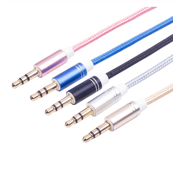 สาย Aux แบบเชือกถัก 3.5 mm เสียงสเตอริโอ ยาว 1 เมตร คุณภาพสูง เหนียวทน