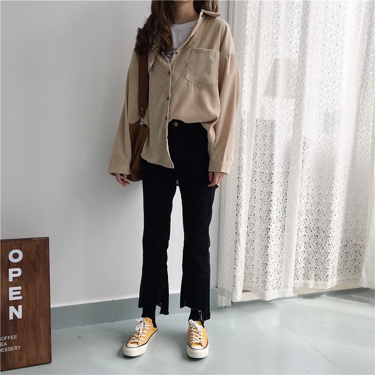 Velvet shirt เสื้อแขนยาวกำมะหยี่ โอเวอร์ไซส์