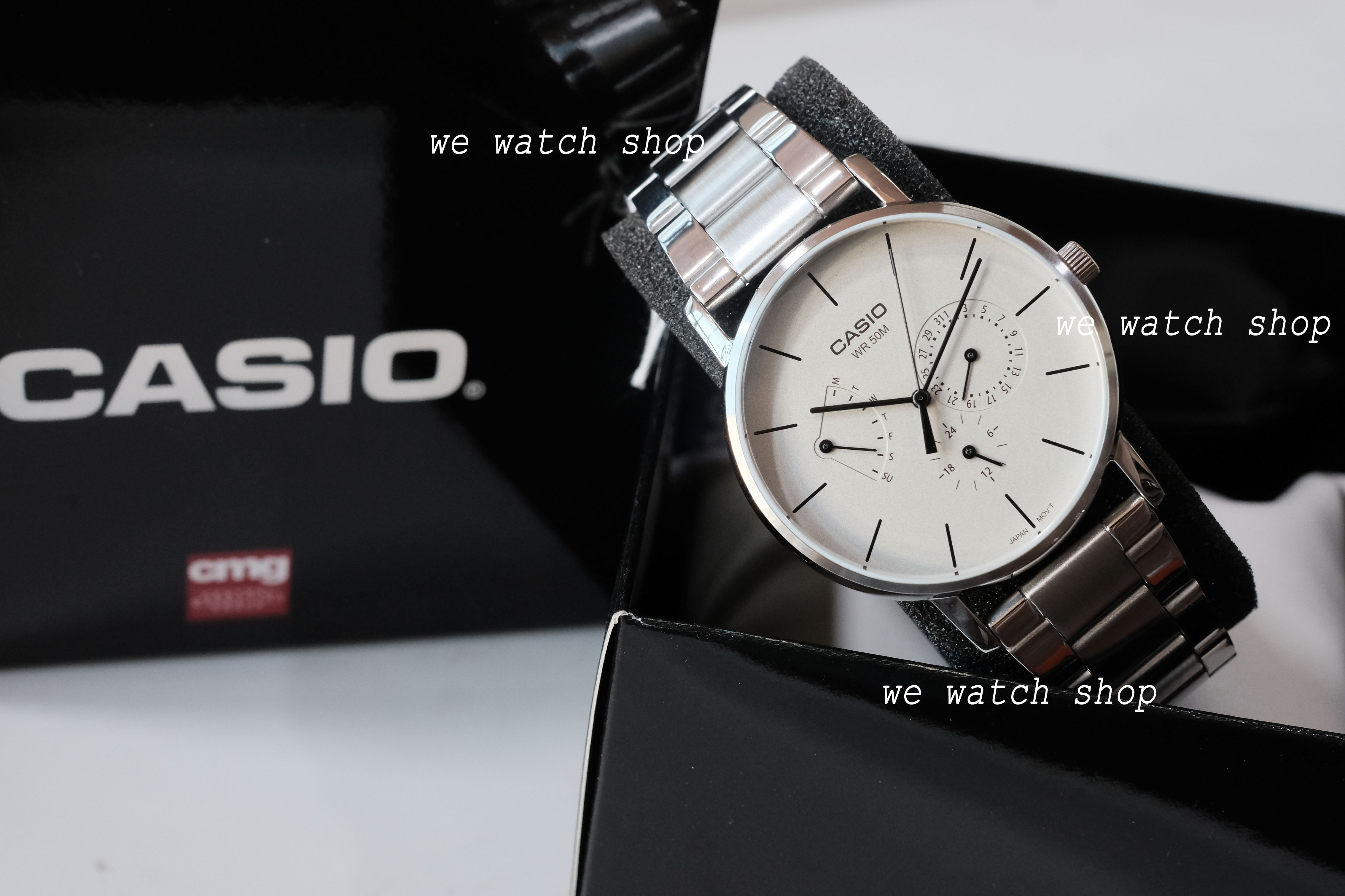 CASIO รุ่น MTP-E320D-9EVDF สีเงิน หน้าปัดขาวครีม สินค้าของเเท้ รับประกันศูนย์ CMG