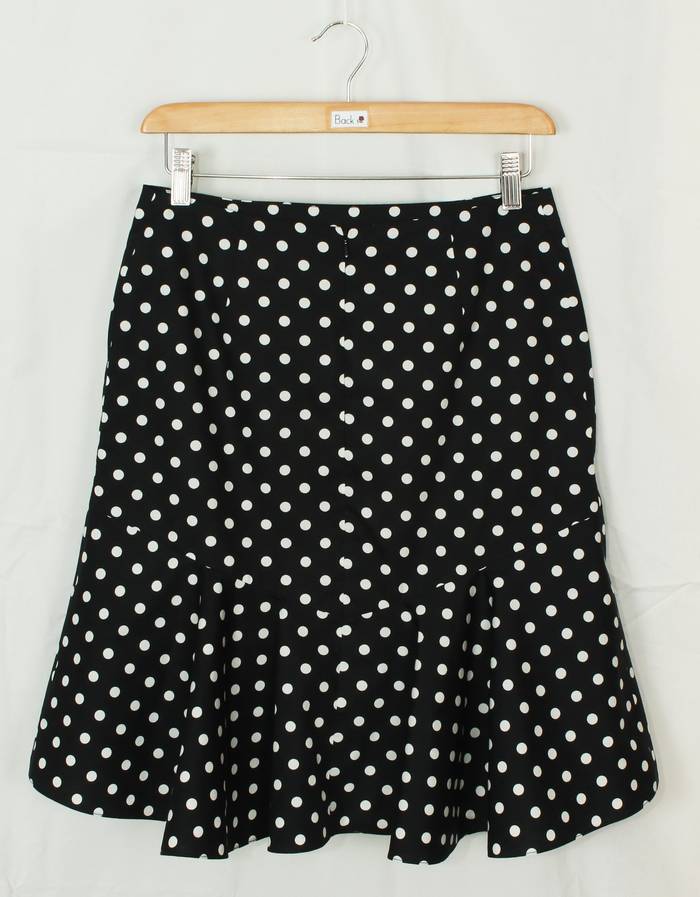 SK-198 กระโปรงแฟชั่น&ทำงาน ทรงย้วย ผ้าคอตต้อนญี่ปุ่นสีดำ Polka Dot Black