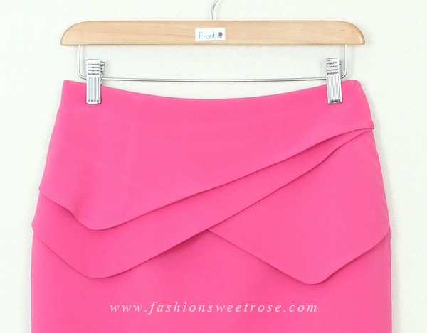 SK-293 กระโปรงแฟชั่น&ทำงาน ทรงสอบ ผ้าไหมอิตาลีสีชมพู Pink Candy