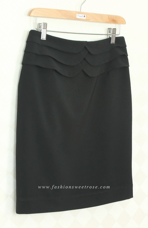 SK-308 กระโปรงแฟชั่น&ทำงาน ทรงสอบ ผ้าไหมอิตาลีสีดำ