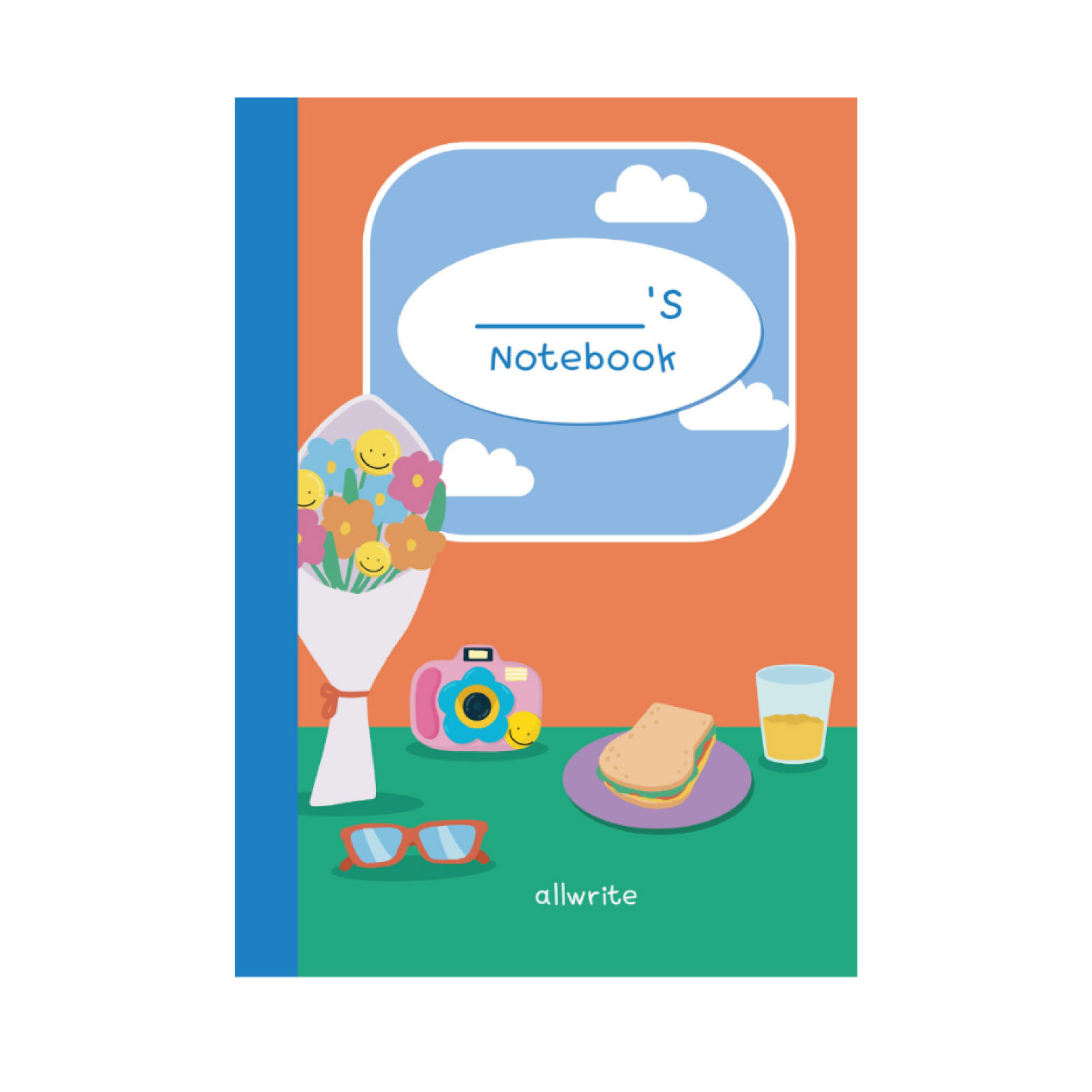 สมุดโน๊ต สมุดบันทึก allwrite รุ่น SL A5-AW261 สันเย็บ มีเส้น ขนาด A5 กระดาษ 70 แกรม 32 แผ่น