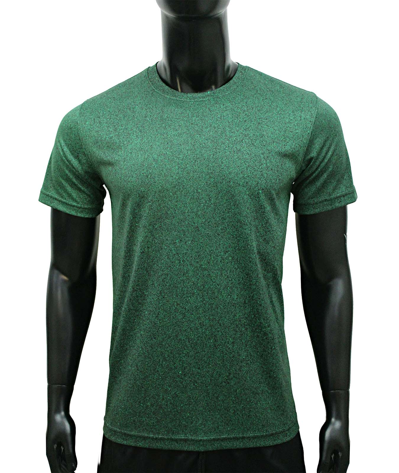 คอกลม ลายพิมพ์ดำ ผ้าดาวกระจาย Dark Green
