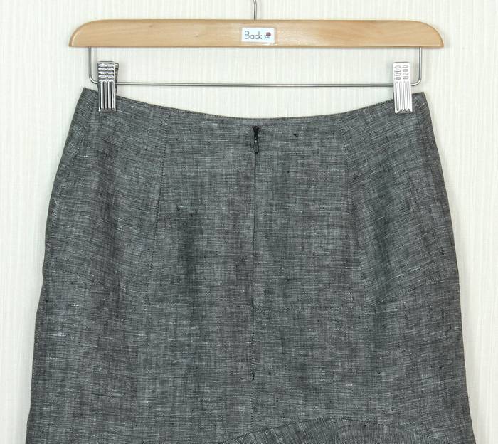 SK-247 กระโปรงแฟชั่น&ทำงาน ทรงย้วย ผ้าลินินญี่ปุ่นเชมเบ้โทนดำ มีลายในตัว