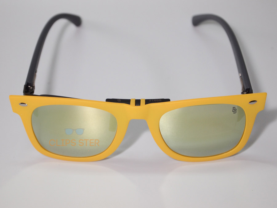 คลิปออนกันแดด Clipsster รุ่น Wayster กรอบเหลืองเลนส์เขียวปรอท