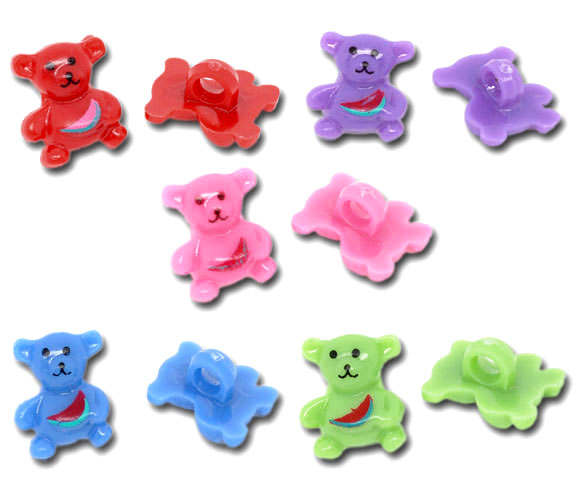 กระดุมอะครีลิค Teddy Bear 16x14mm 30 เม็ด คละสี