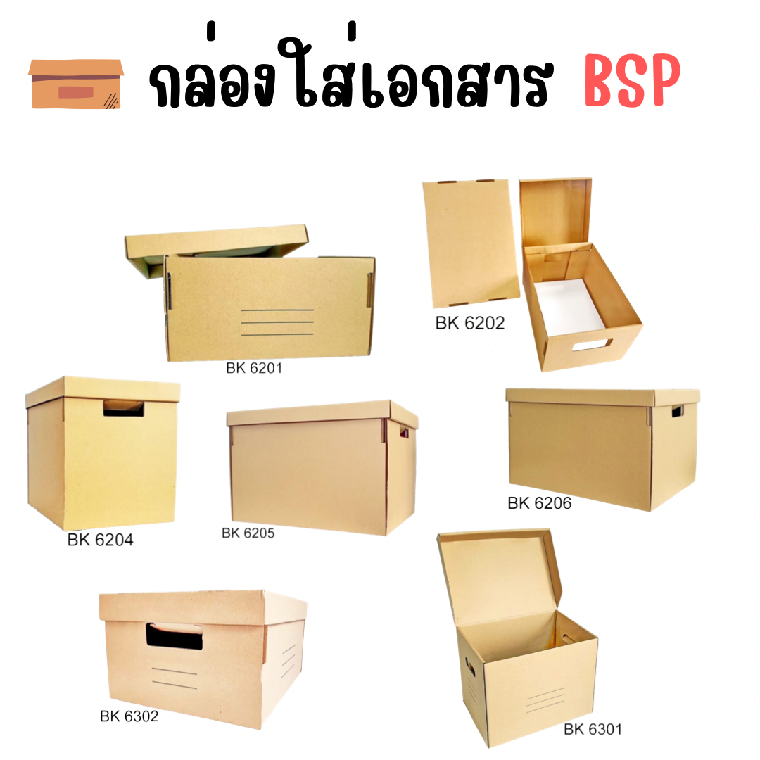 กล่องใส่เอกสาร กล่องลูกฟูกมีฝาครอบ BSP