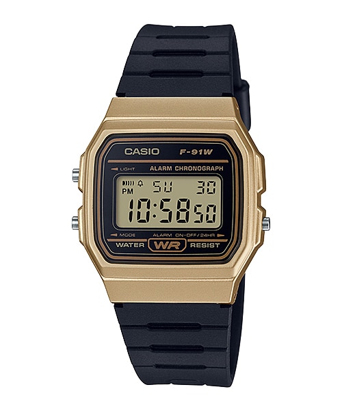 CASIO Standard รุ่น F-91WM-9ADF สีทอง สายดำ สินค้าของเเท้ รับประกันศูนย์ CMG