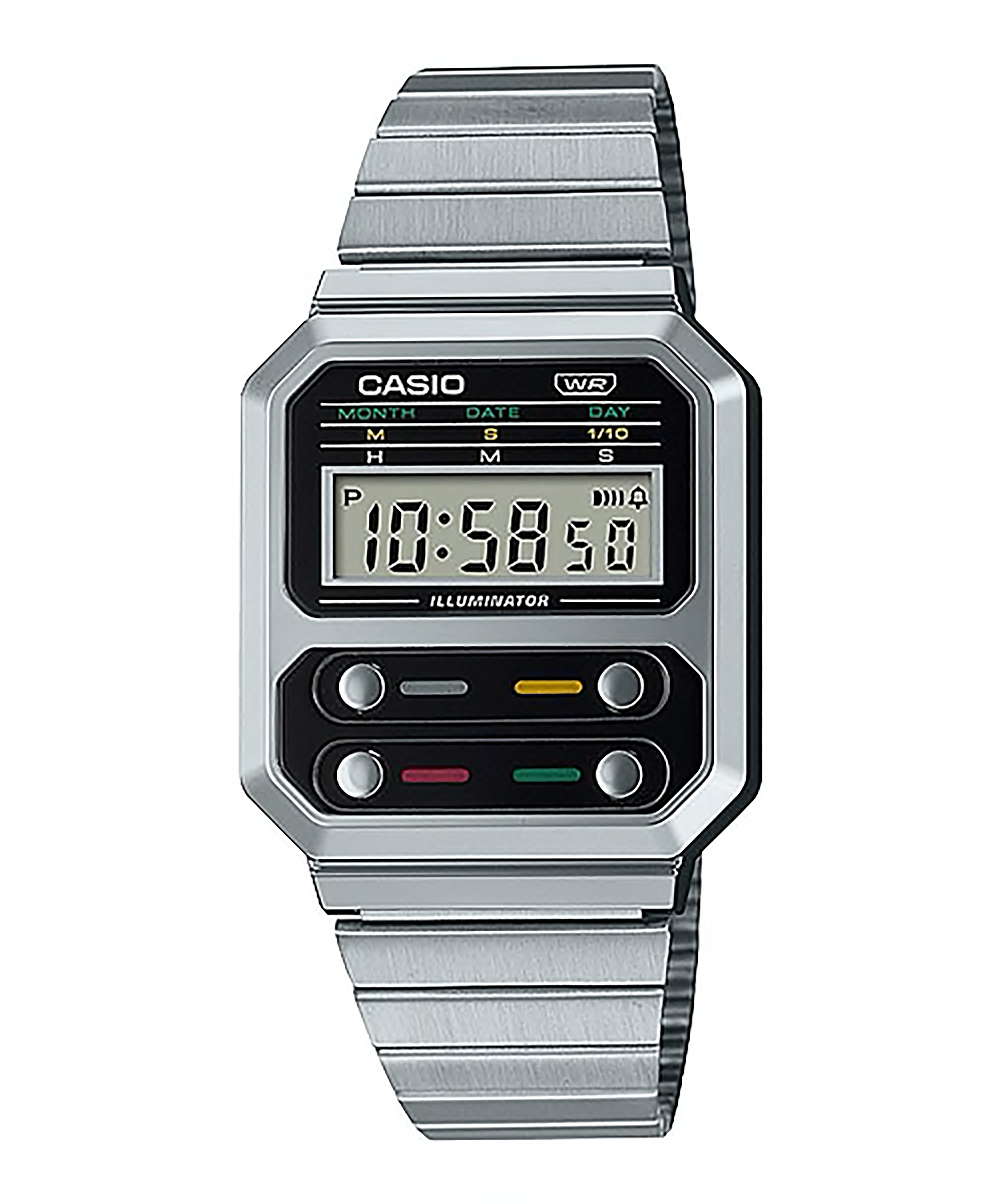 CASIO VINTAGE รุ่น A100WE-1ADF สีเงิน สินค้าของเเท้ รับประกันศูนย์ CMG 1 ปี
