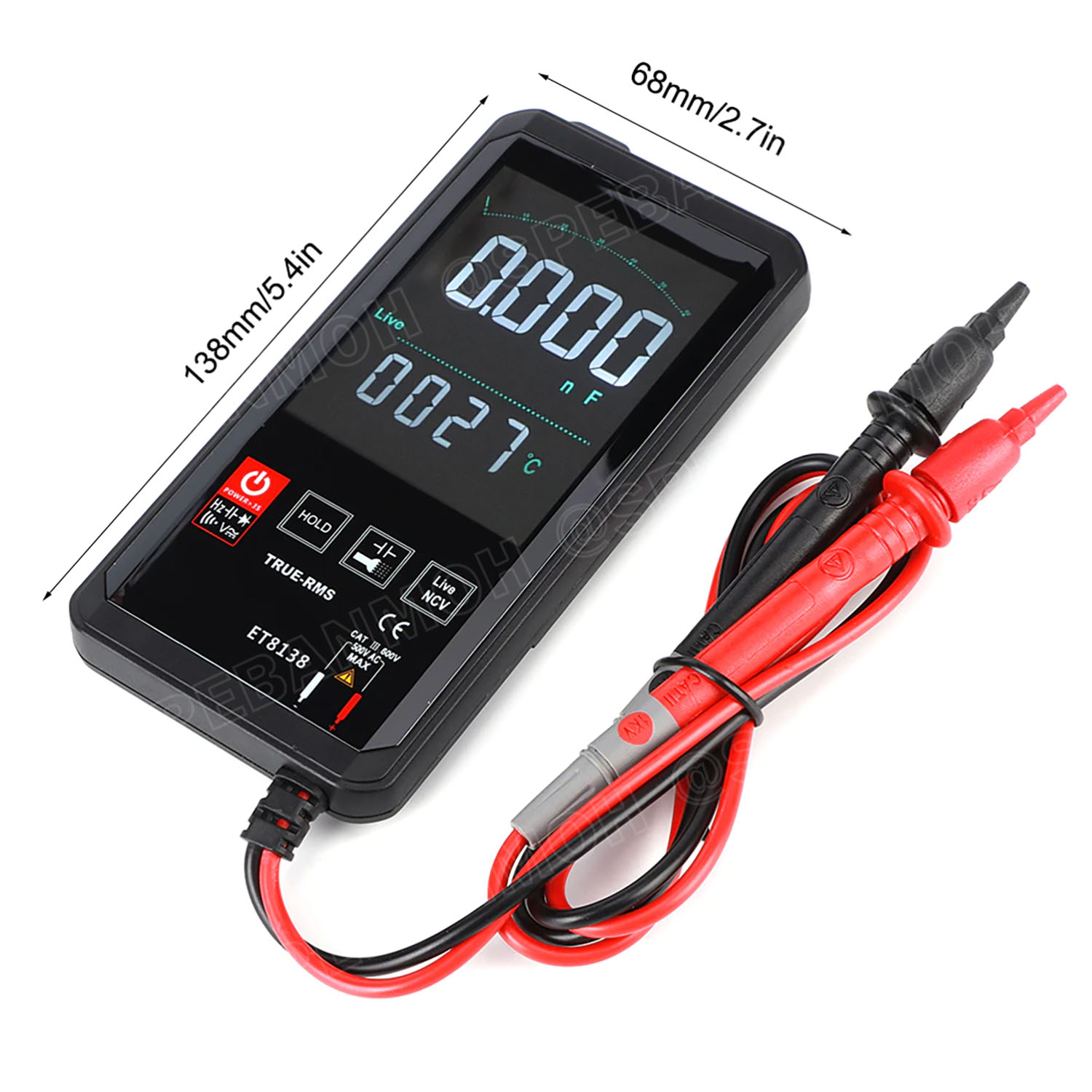 [ 1เครื่อง ] ET8136 มัลติมิเตอร์ WinAPEX ET Series Digital Multimeter ระบบออโต้ ดิจิตอลมัลติมิเตอร์ แสดงผลหน้าจอสี วัด Hz เปลี่ยนฟังก์ชั่นโดนการแตะสัมผัส Auto range ระบบสัมผัส มีไฟ LED ระบบ Touch Screen ช่วงระบุการวัดอัตโนมัติ
