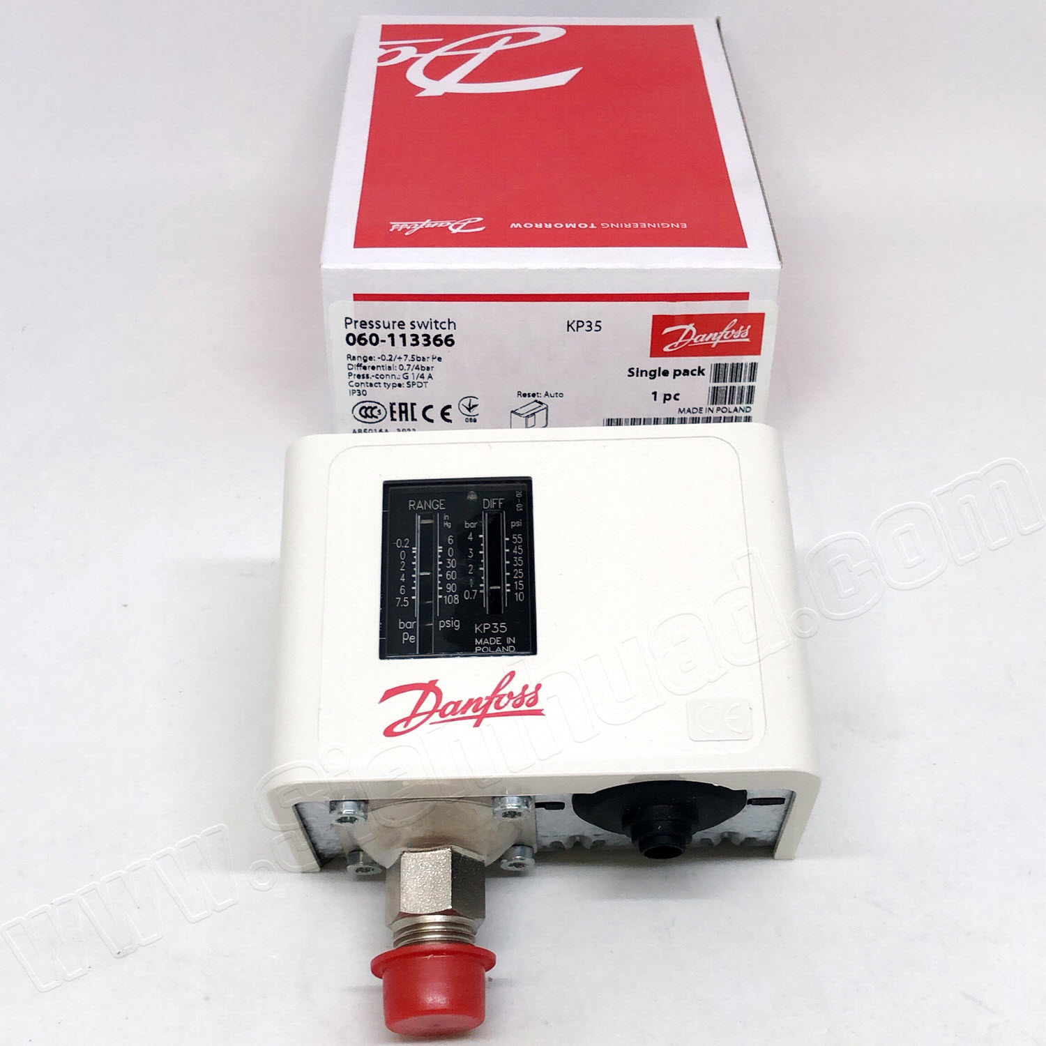 060113366 DANFOSS KP35 Pressure Switch Setting Range To, 45 OFF