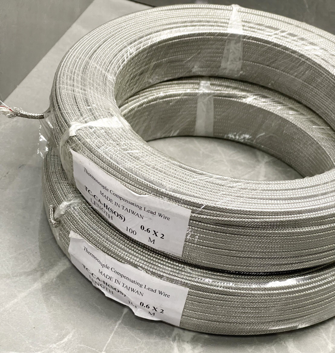 สาย CA สายสัญญาณเทอร์โมคัปเปิล Thermocouple Compensating Lead Wire TC-CA-H (SOS) ฉนวนไฟเบอร์กล๊าสหุ้มสายถักสแตนเลส