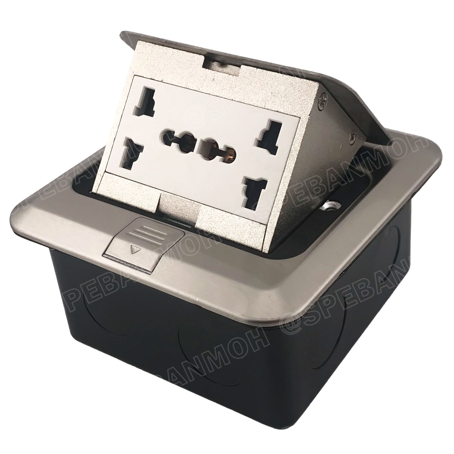 [ 1ชิ้น ] SF6120-Grey เต้ารับฝังพื้น AC Pop-up สีเทา Grey 10A 250VAC POP-UP Floor Outlet POPUP เต้ารับฝังพื้น 2 ช่อง ชุดเต้ารับฝังพื้น 3ขา 2ช่อง BF ชุดเต้ารับ เจาะพื้น เต้ารับฝังโต๊ะ TABLE SOCKETS เต้ารับแบบใช้เท้าเปิด