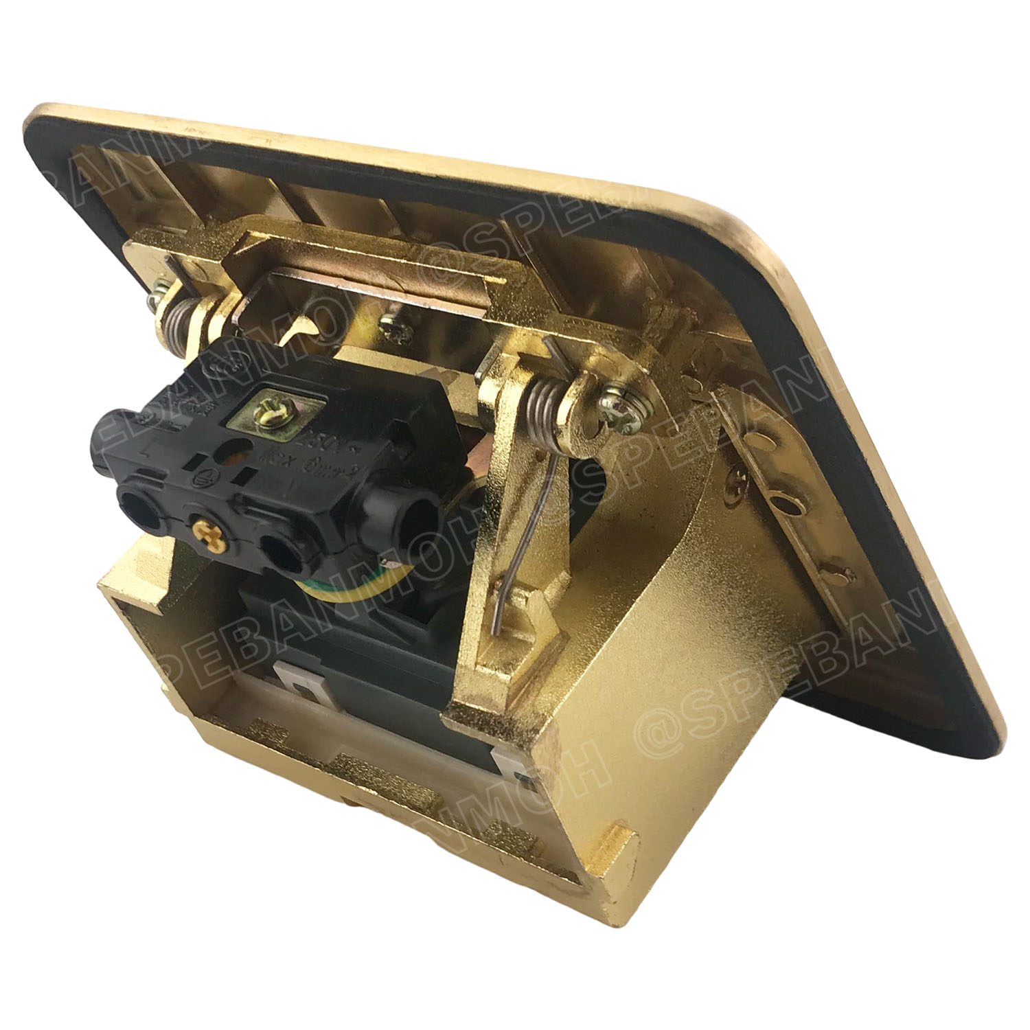 [ 1ชิ้น ] SF6120-Gold เต้ารับฝังพื้น AC Pop-up สีทอง Gold 10A 250VAC POP-UP Floor Outlet POPUP เต้ารับฝังพื้น 2 ช่อง ชุดเต้ารับฝังพื้น 3ขา 2ช่อง BF ชุดเต้ารับ เจาะพื้น เต้ารับฝังโต๊ะ TABLE SOCKETS เต้ารับแบบใช้เท้าเปิด