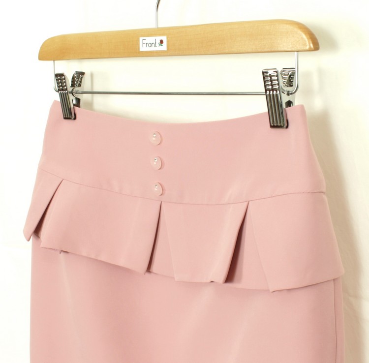 SK-166 กระโปรงแฟชั่น&ทำงาน ทรงสอบ ผ้า HIGH TWICH สีชมพูอมม่วง