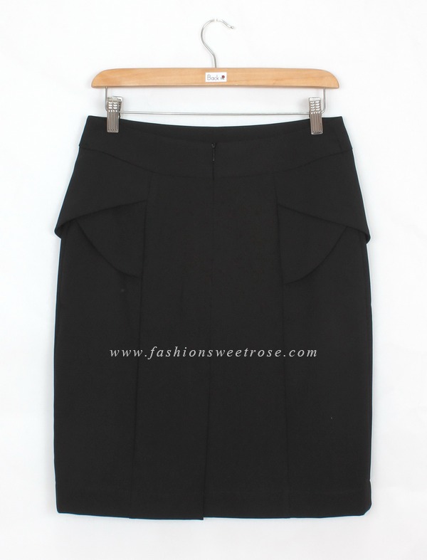 SK-419 กระโปรงแฟชั่น&ทำงาน ทรงสอบ ผ้า Rose Skinny สีดำ