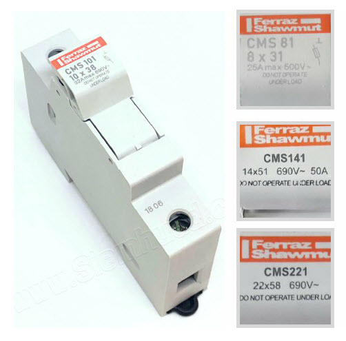 ฐานฟิวส์ล๊อคราง MODULAR FUSE-LINK BASES FOR CARTRIDGE FUSE-LINK (Ferraz Shawmut, MERSEN) CMS series, SIZE : 8x31, 10x38, 14x51, 22x58, Range from 25A to 125A series