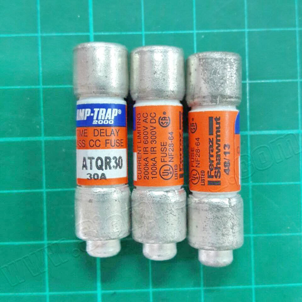 ฟิวส์ FUSE Time Delay/Class CC (Ferraz Shawmut, MERSEN) ATQR fuses, Volts: 600VAC (1/10-30A), 300VDC (3-2/10 – 30A), Amps: 1/10 to 30A