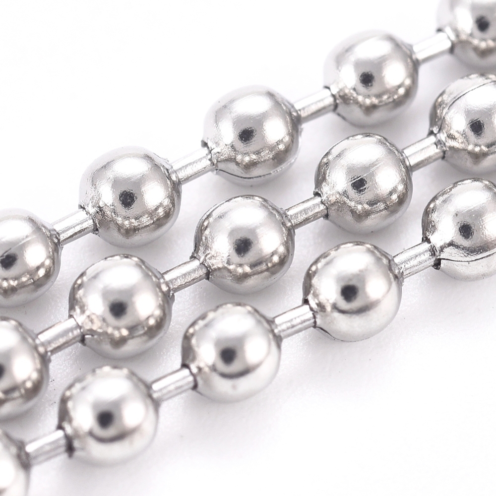 โซ่ไข่ปลา สแตนเลส 304 เม็ดกลมขนาด 2.5 มม. ม้วน 10 เมตร