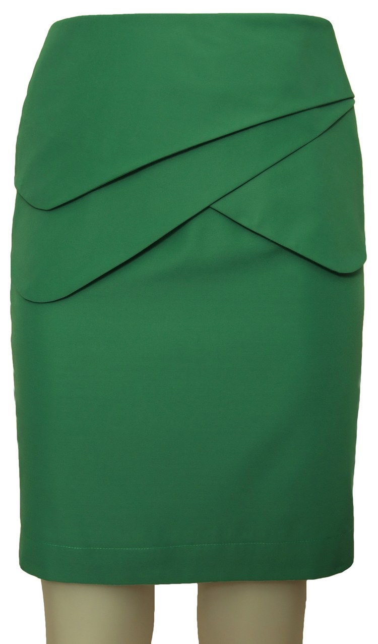 SK-081 กระโปรงทรงสอบ ผ้า japan silk สีเขียวมิ้นท์ กระโปรงเย็บพับสลับซ้อนกัน 3 ชิ้น