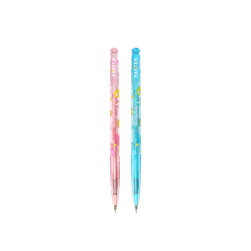 ปากกาลูกลื่น หมึกสีแดง/สีน้ำเงิน ด้ามสีใส Faster รุ่น CX515 หัว 0.38 mm.