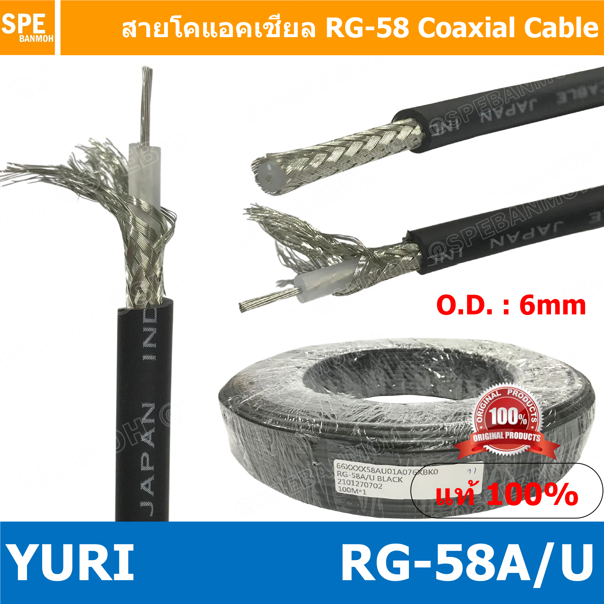 [ 1 เมตร ] YURI RG-58 A/U สาย RG58 RG-58 Coaxial Cable RG-58A/U สาย RG-58A/U Coaxial Cable Japan Industrial Standard สายดคแอคเชียล RG58 RG58A/U สายสัญญาณ RG 58 A/U สายสัญญาณโคแอคเชียล RG-58A/U สายวิทยุสื่อสาย RG-58 สายวิทยุ RG58