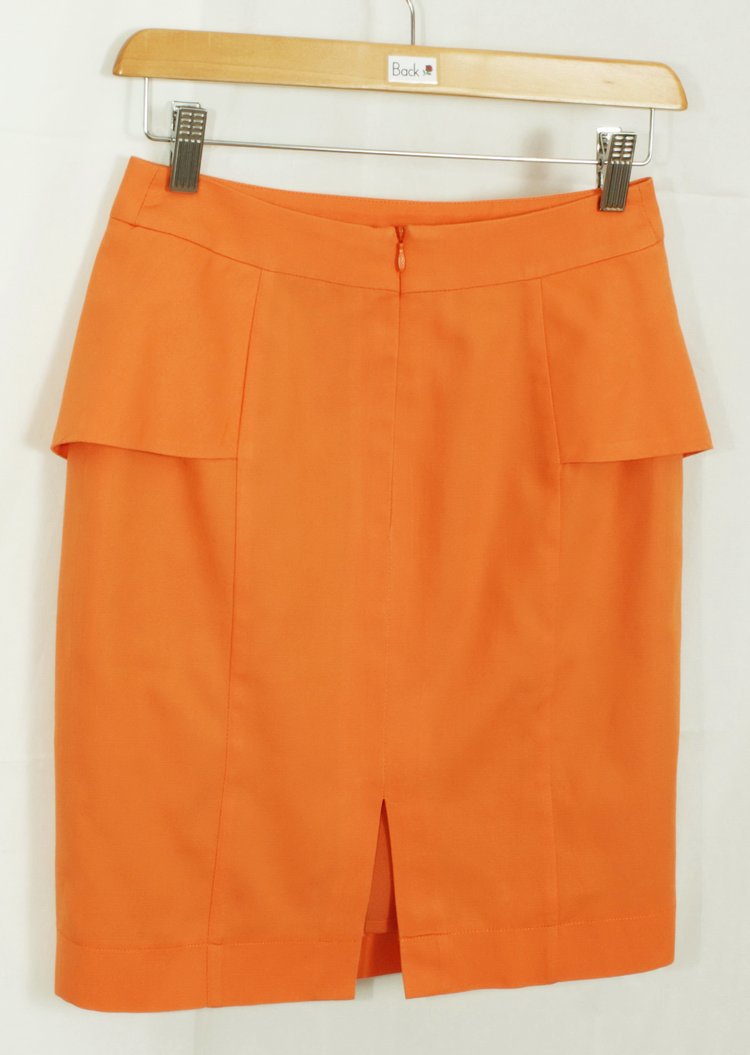 SK-113 กระโปรงแฟชั่น&ทำงาน ทรงสอบ ผ้าคอตต้อนญี่ปุ่นผสมลินิน สีส้ม
