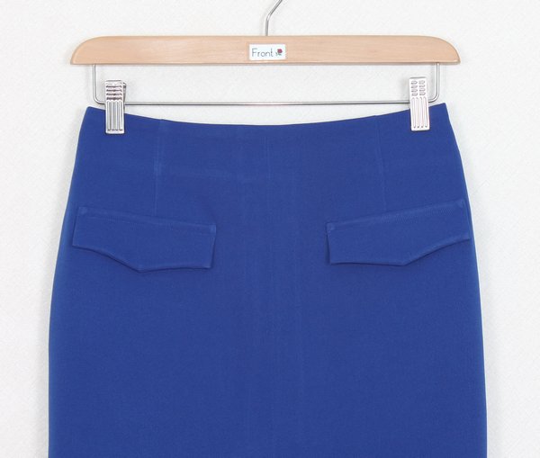 SK-279 กระโปรงแฟชั่น&ทำงาน ทรงสอบ ผ้า BM สีฟ้าน้ำทะเล มีกระเป๋าหน้า 2 ข้าง
