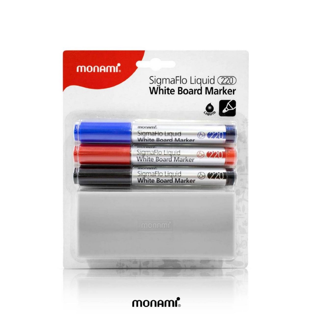 Monami Whiteboard ปากกา ไวท์บอร์ด แบบลบได้ โมนามิ SigmaFlo Liquid Marker รุ่น 220 แบบหัวกลม แบบเซ็ต