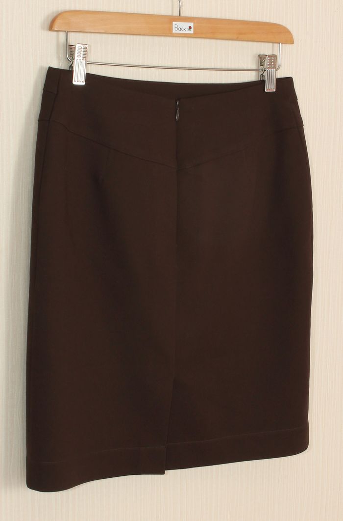 SK-239 กระโปรงแฟชั่น&ทำงาน ทรงสอบตัดต่อ ผ้าคอตต้อนญี่ปุ่นผสมสเป็นเดกสีน้ำตาลเข้ม