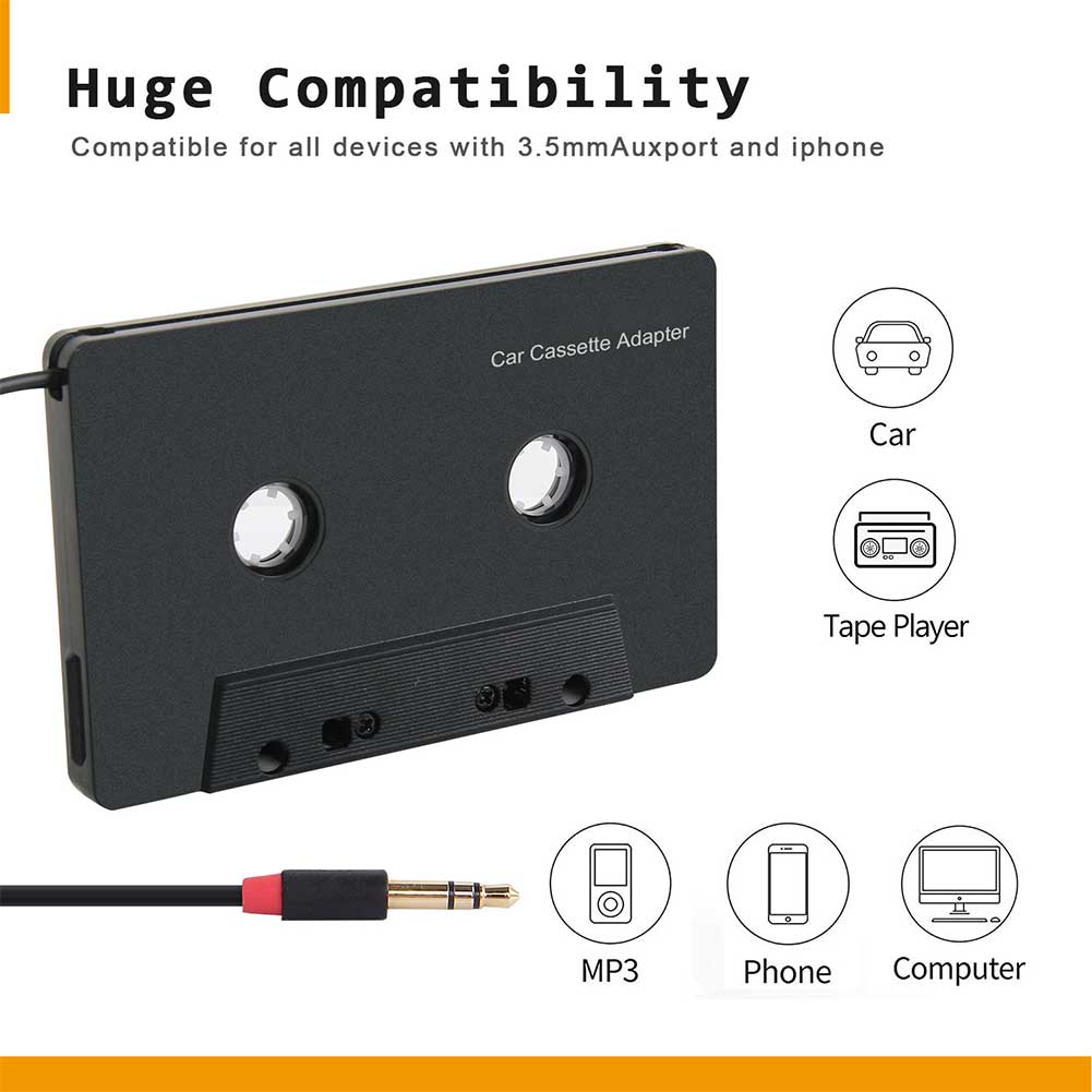 Car Tape Cassette Adapter ตลับเทป AUX สำหรับรถยนต์ เสียบกับโทรศัพท์ หรือเครื่องเล่น mp3 ได้