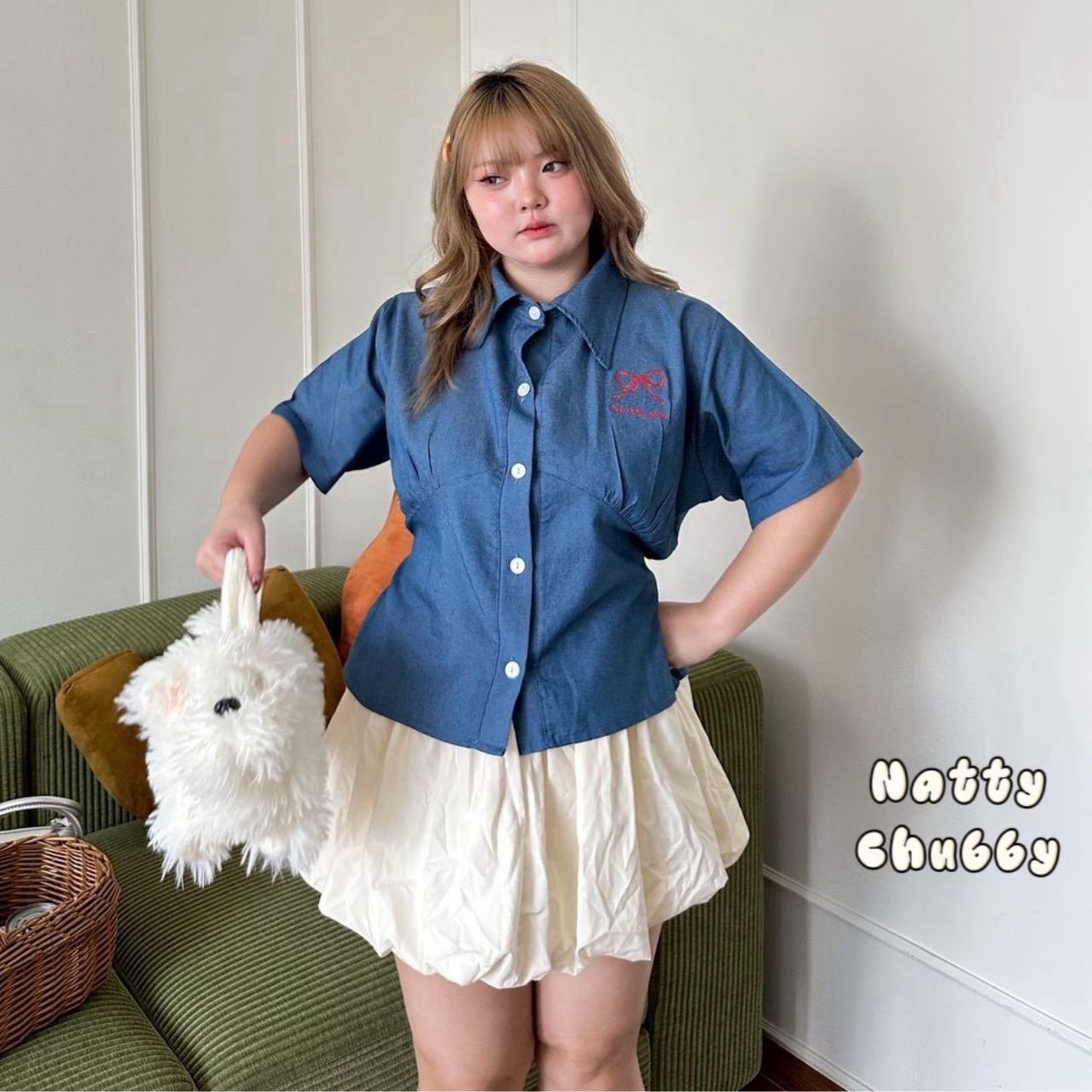 J187 เสื้อยีนส์ สาวอวบ ยีนส์เข้ม ยีนส์อ่อน อก48นิ้ว หน้าผ้า50นิ้ว