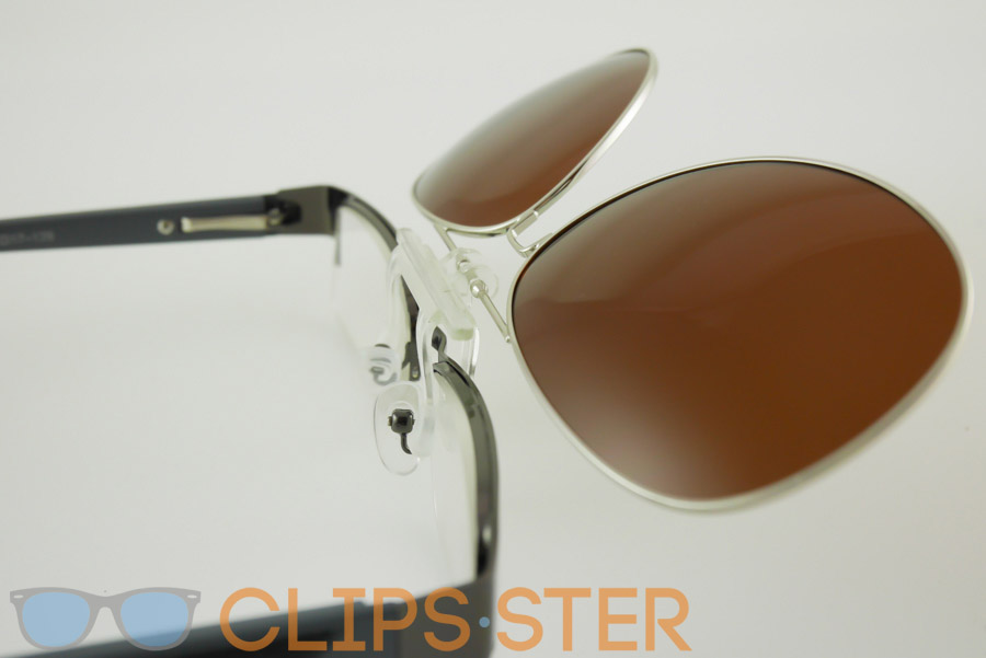 คลิปออนกันแดด Clipsster รุ่น Aviaster เลนส์น้ำตาล กรอบเงิน
