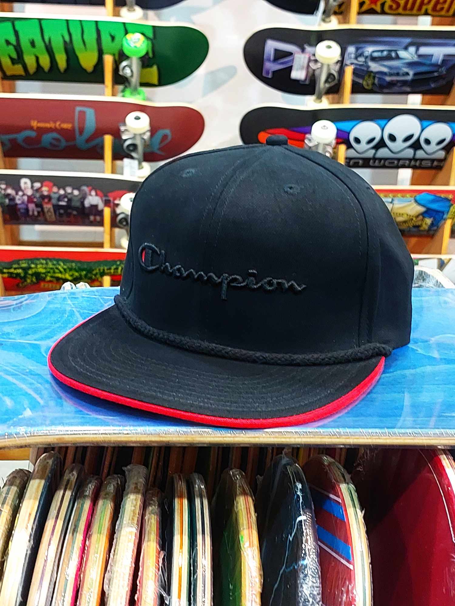 Champion Script Braided Rope Snapback Cap Black
