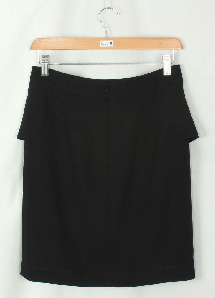 SK-190 กระโปรงแฟชั่น&ทำงาน ทรงสอบ ผ้า CHANEL สีดำ ด้านหน้ากระโปรงจับจีบระบาย