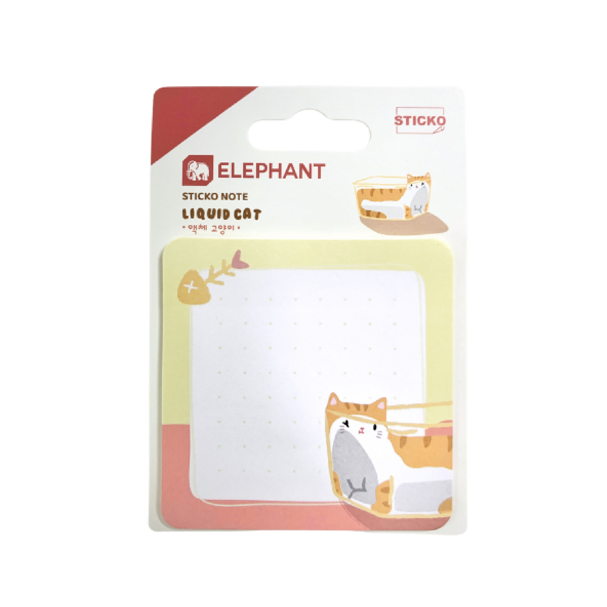 กระดาษโน๊ต โพสอิท Sticko Note ชนิดกาวในตัว ตราช้าง Elephant ลาย LIQUID CAT