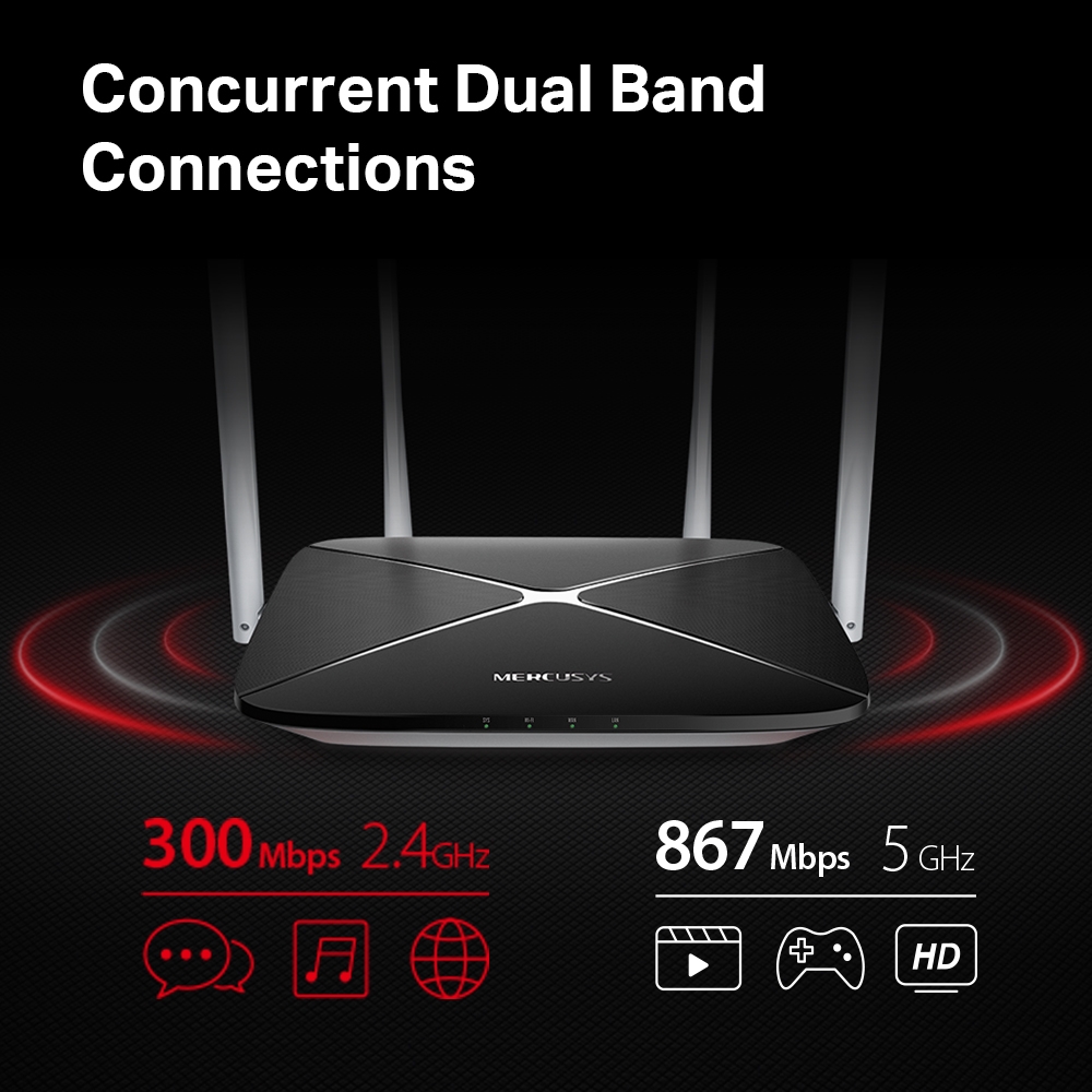 MERCUSYS AC1200 Dual Band Wireless Router รับประกันศูนย์ 5 ปี