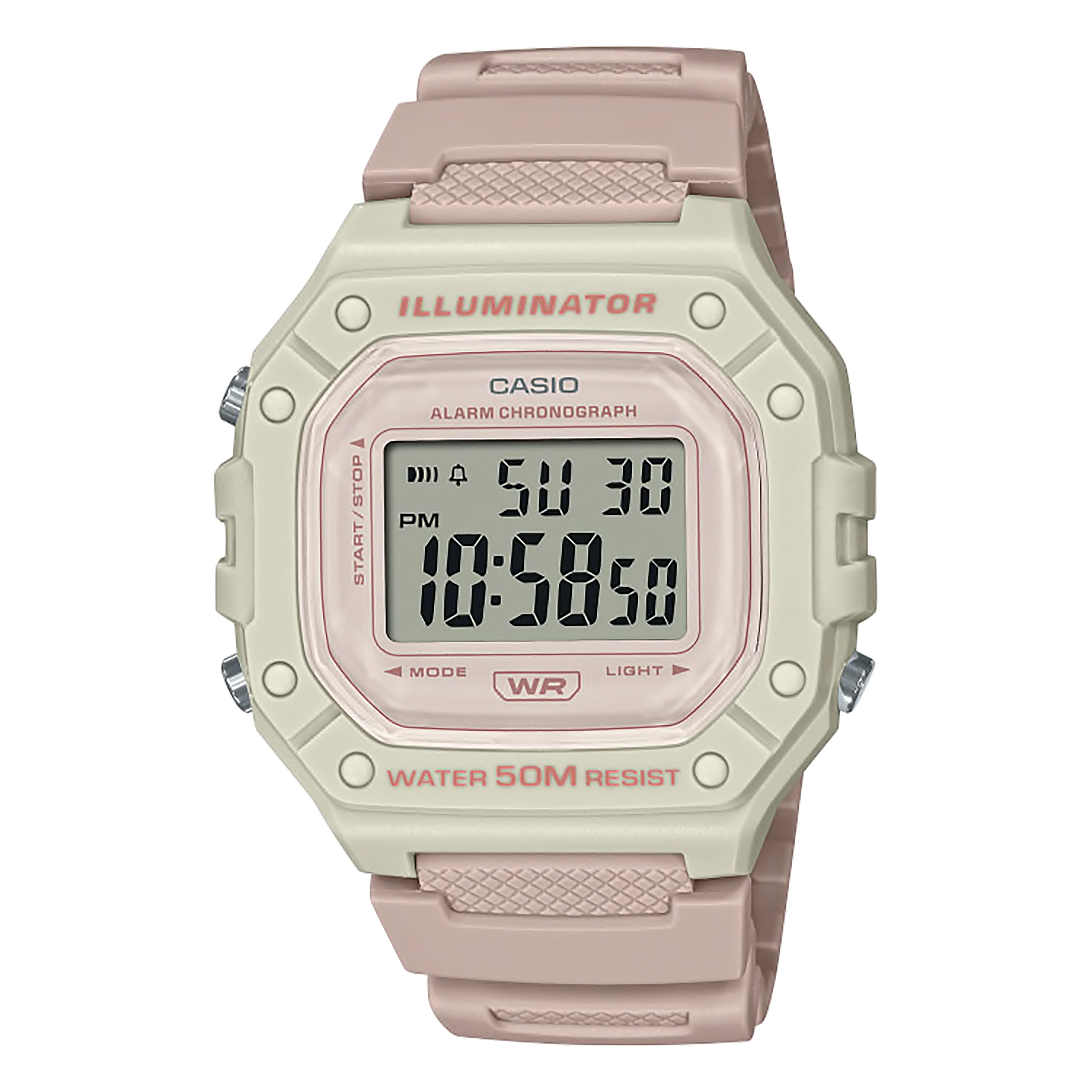 CASIO Standard รุ่น W-218HC-4A2VDF สีครีมชมพู สินค้าใหม่ ของแท้ รับประกันศูนย์ CMG