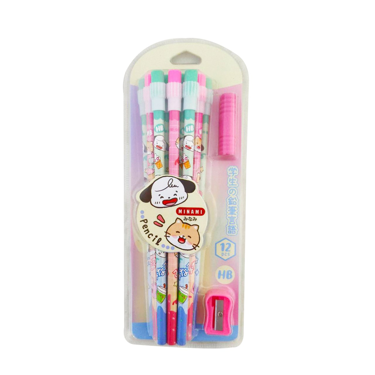 ชุดดินสอไม้ ดินสอดำ HB ชุดดินสอไม้ พร้อมของแถมในแพ็ค Minami Pencil ลายการ์ตูนน่ารัก แพ็คละ 12 แท่ง