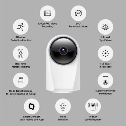 กล้องวงจรปิด Realme RMH2001 Smart Cam 360° 1080p + 3D Noise Cancelling " รับประกัน 1 ปี "